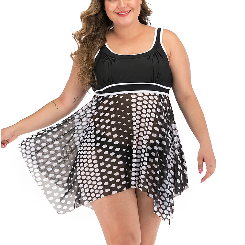 Купальники танкини черного и белого цвета большого размера плюс сетчатый