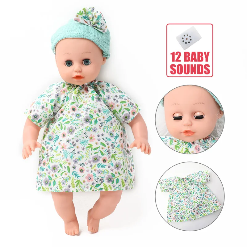

36 см Кукла Новорожденный ребенок 12 звуков обучающая игрушка для девочек 14 дюймов мягкие реалистичные большие глаза бутылка модная одежда К...