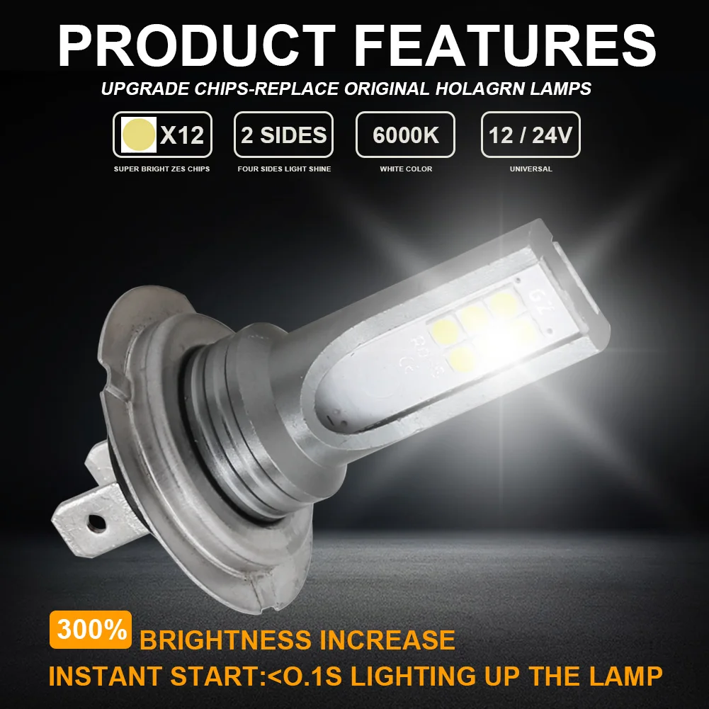 

Car H7 LED Headlight Bulb 40W 3600LM/Set Car Lamps Super Bright 6000K White Replacement Fog Lights Car Headlight Bulbs Fog Light