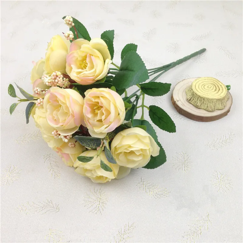 Европейский Букет из 10 искусственных цветов свадебная шелковая ткань