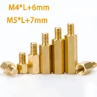 Резьба M4 * L + 6 ммM5 * L + 7 мм 510 шт., шестигранная латунная Проставка, винт-стойка, печатная плата, компьютер, материнская плата ПК, внутренняя и наружная проставки, Проставка
