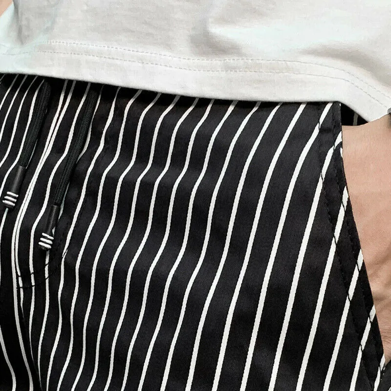 

Men Pants 2019 New Casual Mens Skinny Slim Fit Trousers High waist Stripe Pants With Pockets Workout Hip Hop Track Pants Trouser