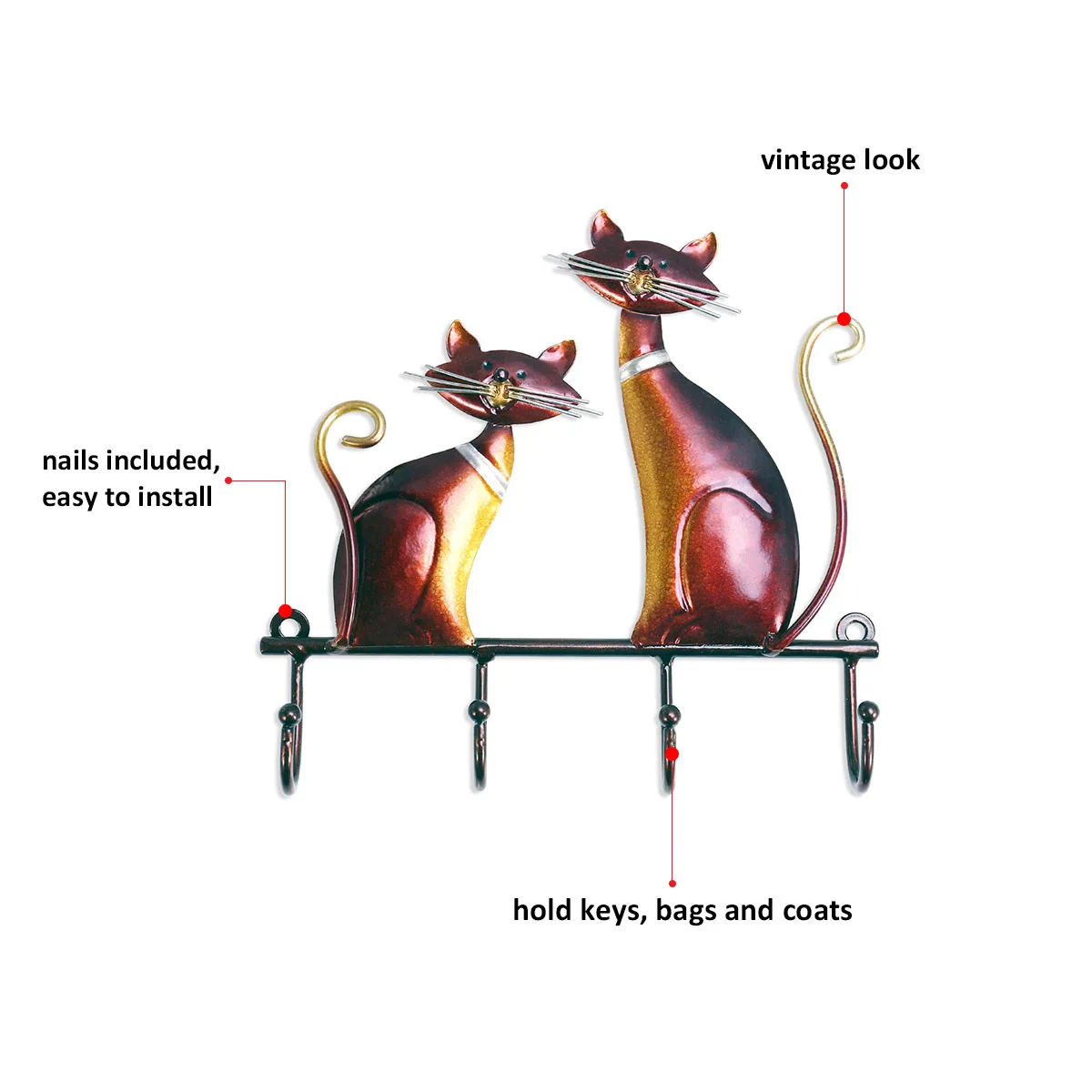 Новая скульптура кошки крючки для ключей декоративные настенные кошек 4 крючка