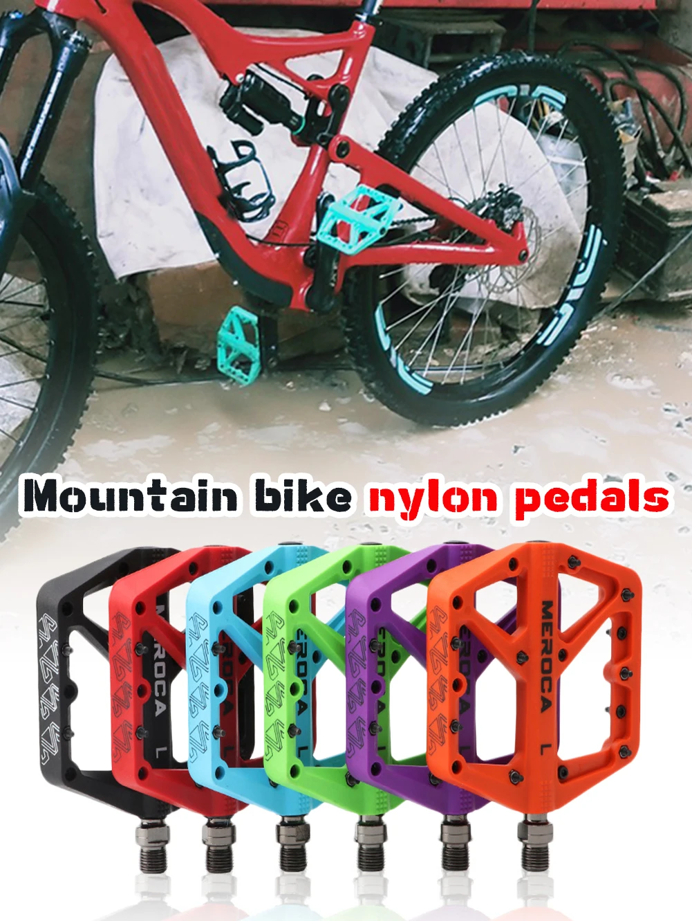 

2pcs Mountain Road Bike Nylon Pedals With Bearings Flat Pedals Non-slip Lightweight Nylon Platform 14mm Bicycle Accessories