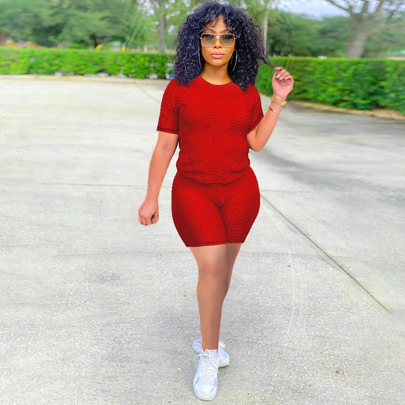 

Active Plaid Sweatsuit Women's Set T-shirt and Shorts Matching Set Fashion Sport Tracksuit Two Piece Set Fitness Outfit