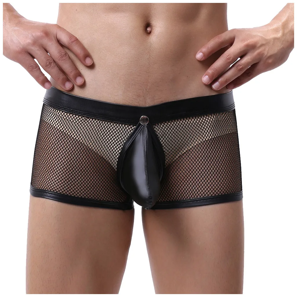 Мужское сексуальное нижнее белье порно прозрачные сетчатые трусы боксеры Homme