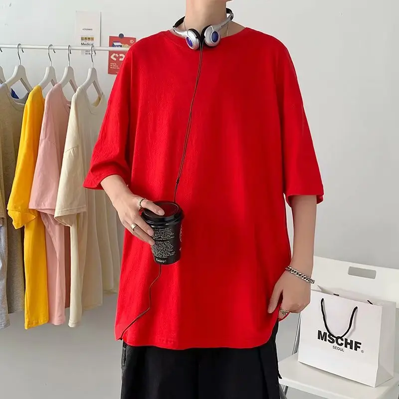 

Summer Top Harajuku Tshirt Men Oversized T Shirt O-Neck Polyester T-shirt Korean Dress Up HOLIDAY Half Shirts Mens Clothing