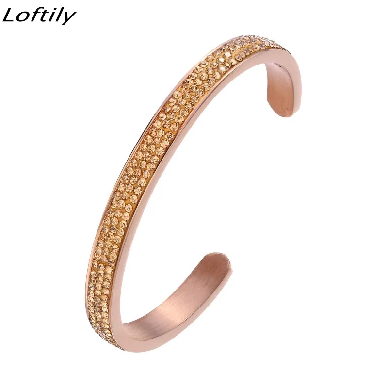 

7mm Round Cuff Open Bracelet Bangles for Women Inspirational Stainless Steel Zircon Daily Gift for Friend pulseira Love Bracelet