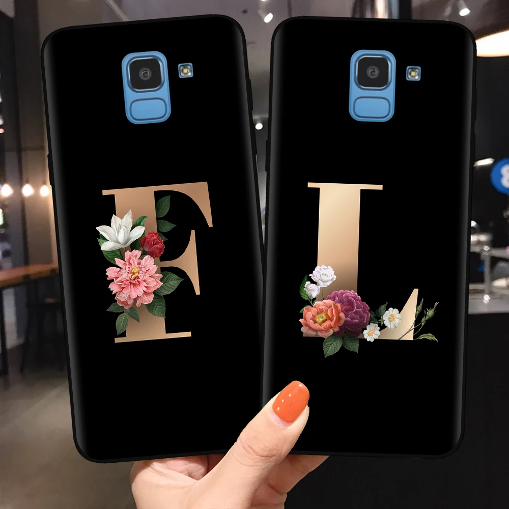 Черный силиконовый чехол для Samsung Galaxy J3 J5 J7 2017 A7 A9 J4 J6 Plus 2018 чехлы с цветами|Бамперы|