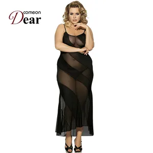 Comeondear длинные ночные рубашки для женщин прозрачные длинные экзотические платья черное прозрачное нижнее белье длинное платье женское RB7859
