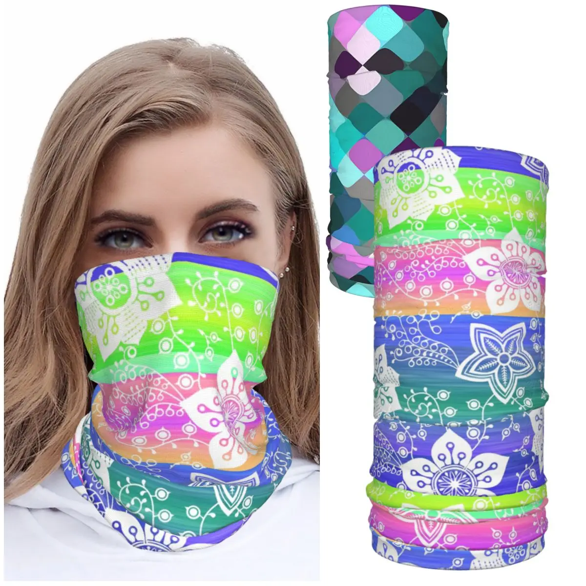 

Buff on neck HeadscarfIce silk bib scarf printed neck men's and women's scarf turban shawl accessories Scarf women