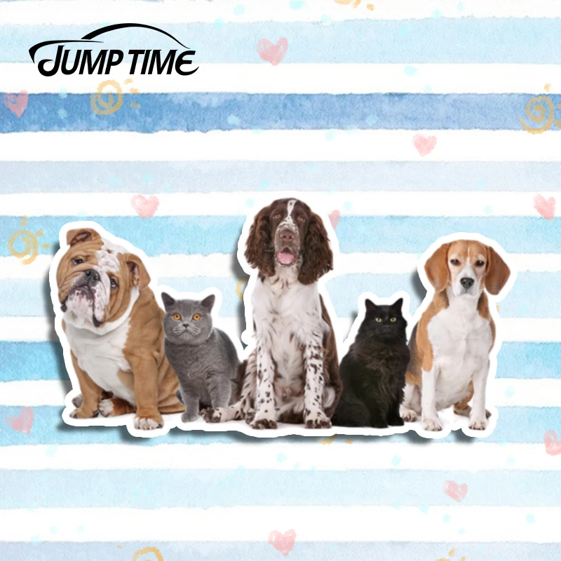 

Прыгать время 13 см x 7 см человека друг для собак для домашних животных безопасный Стикеры винил Декаль для автомобиля грузовика чашки элеме...