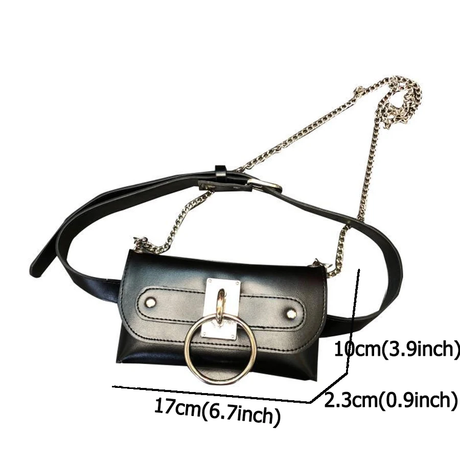

Retro Punk Chain Waist Bags for Women 2021 Fashion Small Belt Bag Solid Color Fanny Pack Coin Purse Women Shoulder Crossbody Bag