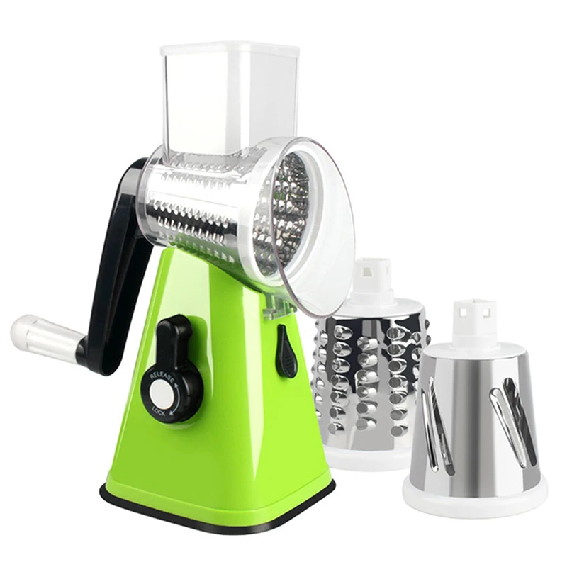 

New Household Drum Cutter 3 in 1 Kitchen Multi-color Vegetable Cutter Hand-crank Food Slicing and Shredder Kitchen Gadgets Tools