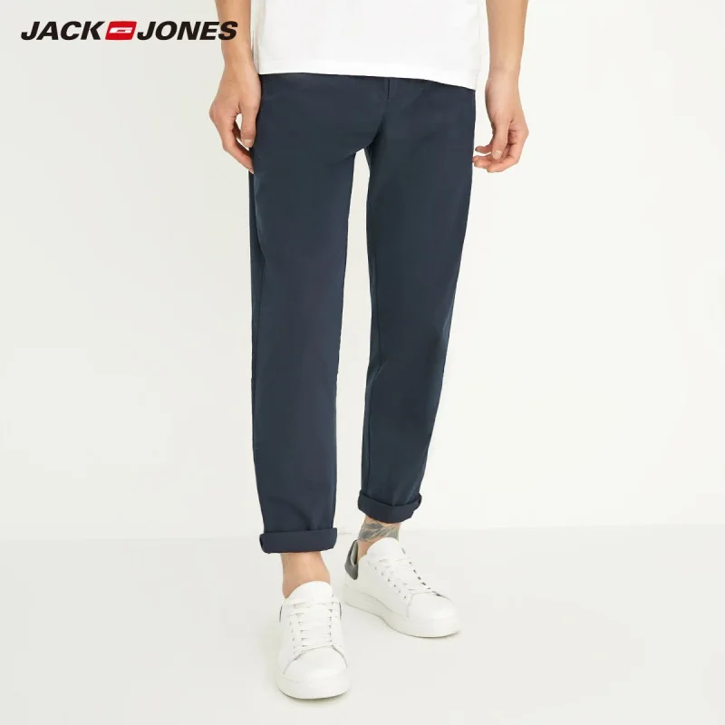 Мужские хлопковые повседневные эластичные брюки JackJones 218314541 | Мужская одежда