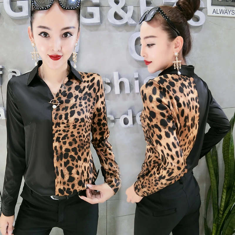 

Fashion Women's Shirts 2020 Spring Autumn New Long Sleeve Printing Splice Tee Shirts Casual Work Blusas Female Tunic Tops A2030