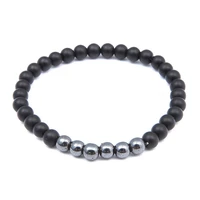 glamour fashion new hot 6mm steel ball elastic bracelet frosted stone alloy beads energy yoga bracelet accessories