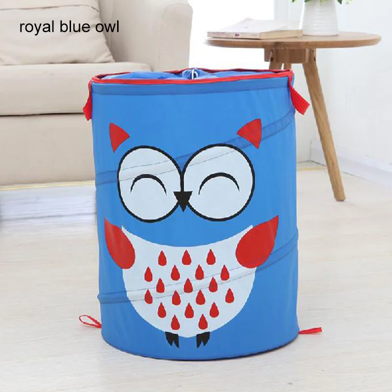 royal blue owl 34*46 см ведро для хранения одежды Складной бытовой мешок корзина для белья Детские игрушки мультфильм животных хранения баррель большой емкости - Цвет: royal blue owl