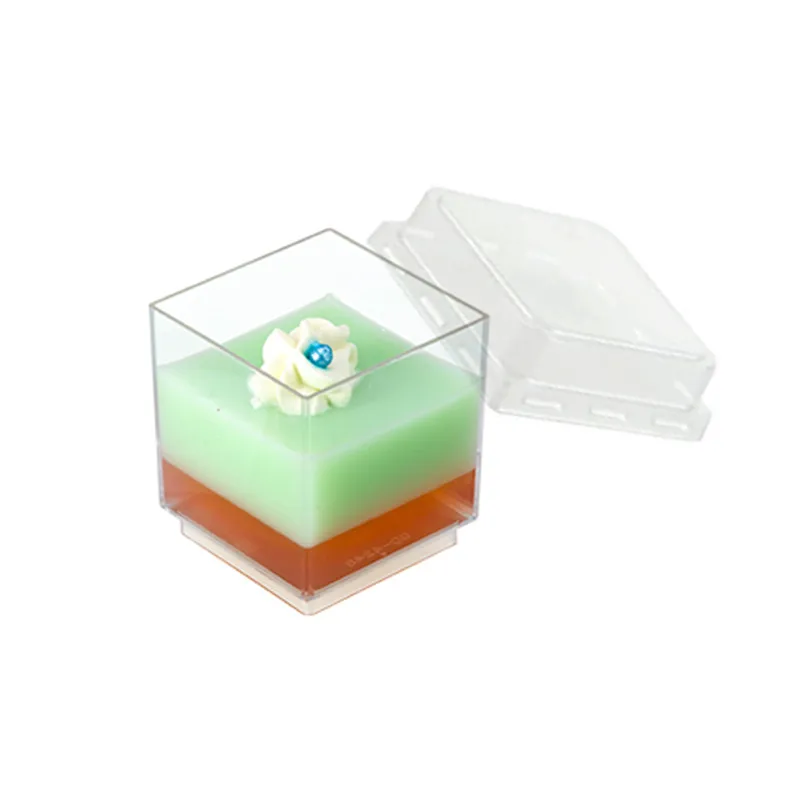 Одноразовая жесткая пластиковая чашка для пирожного с муссом квадратная пудинга