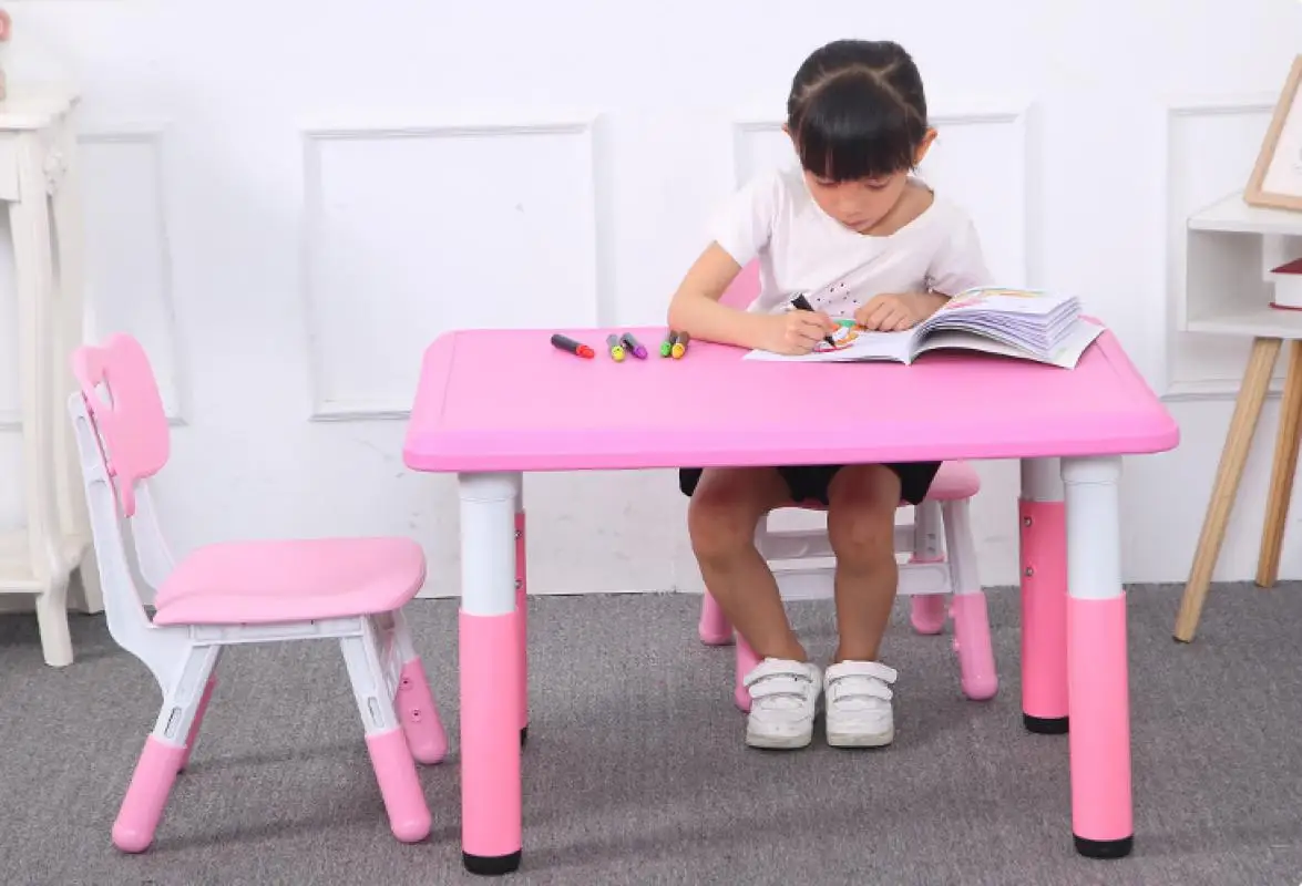 

Children Folding Table Chairs Set Kids Gaming Learning Liftable Tables Chair Plastic Table Cute Toy Game Table Desk for Kid