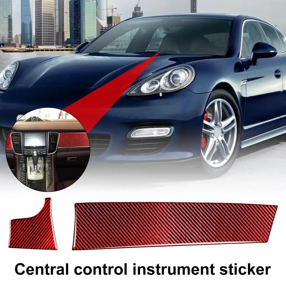 

Red 2Pcs Excellent Carbon Fiber Instrument Panel Trim Stable Center Console Panel Sticker Self-adhesive