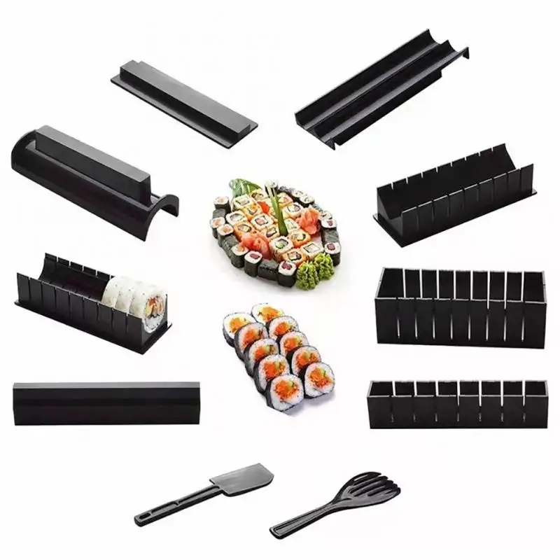 10Pcs/Set DIY Sushi Making Tools Kit Japanese Rice Roll Mold Kitchen Multifunctional Mould Cake | Дом и сад