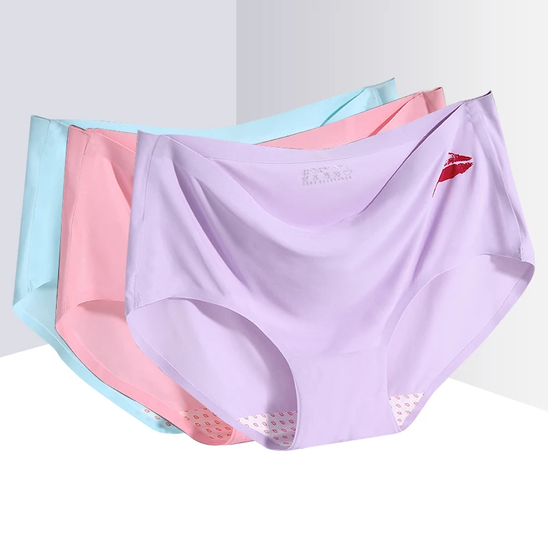 A 3pcs 3 шт./партия, женские сексуальные трусики, нижнее белье из ледяного шелка, трусы, комфортное нижнее белье, штаны со средней талией, женские стринги под брюки# F - Цвет: A 3pcs