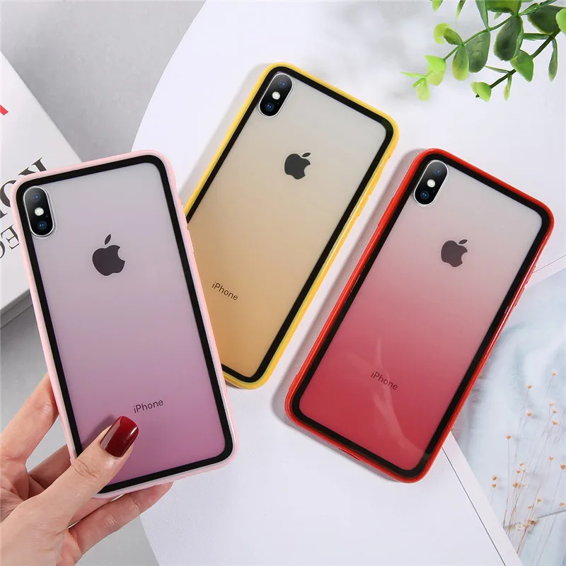KJOEW чехол для телефона iPhone 11 Pro XS Max XR 6 6S 7 8 Plus X цветной градиентный цвет акриловая