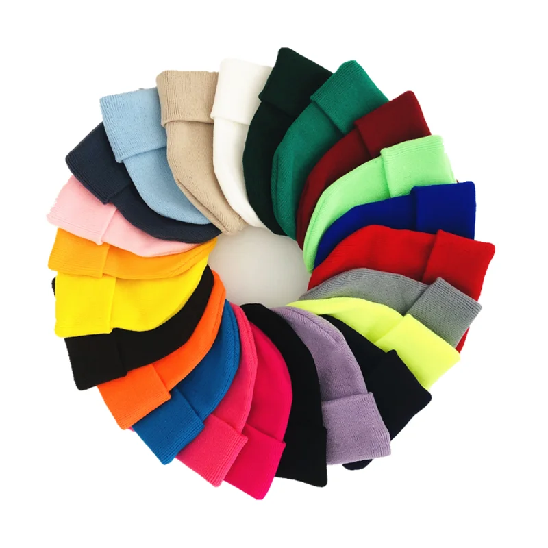 

New Unisex Beanie Autumn Winter Wool Blends Soft Warm Knitted Cap Men Women SkullCap Hats Gorro Ski Caps Beanies Wholesale