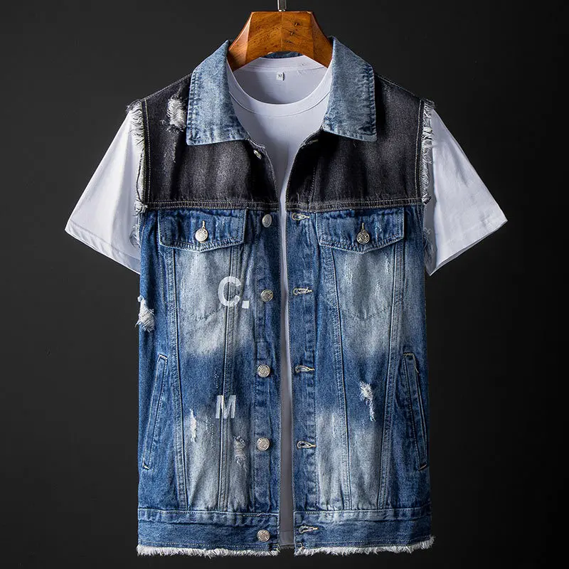 Мужской джинсовый жилет без рукавов хлопковая Повседневная ковбойская