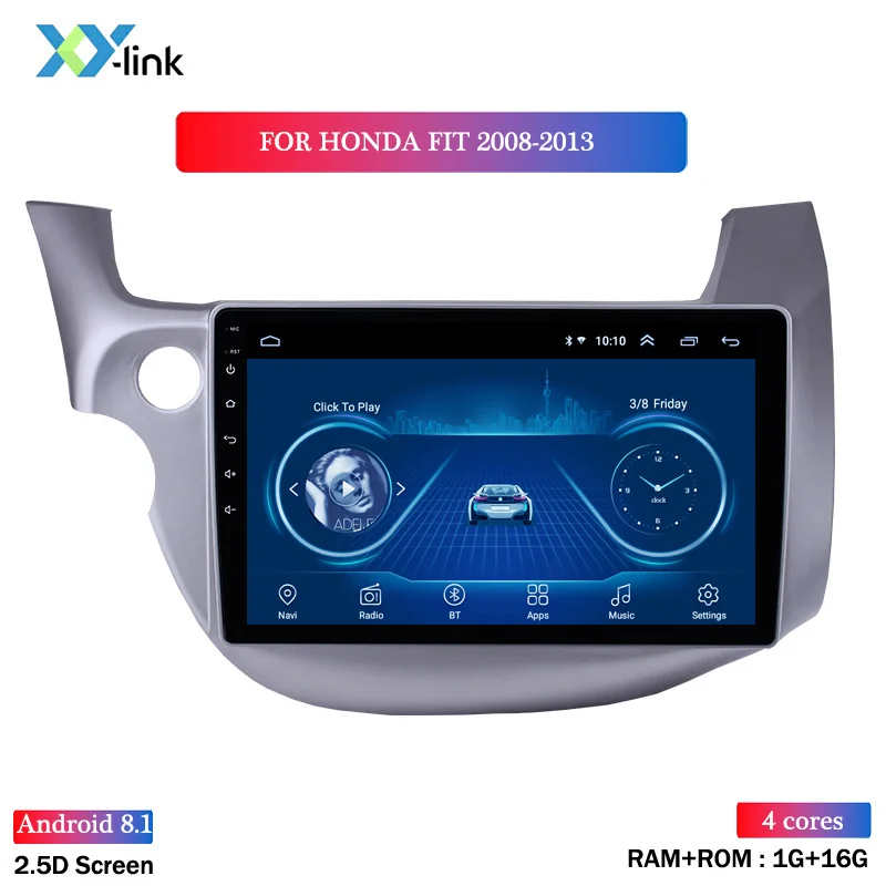 4 CORES 1G RAM Android 8,1 автомобильный dvd gps мультимедийный плеер 10 дюймов для Honda FIT 2008-2013 автомобильный dvd Навигатор Радио Видео Аудио плеер - Цвет: 4 CORES 1G RAM