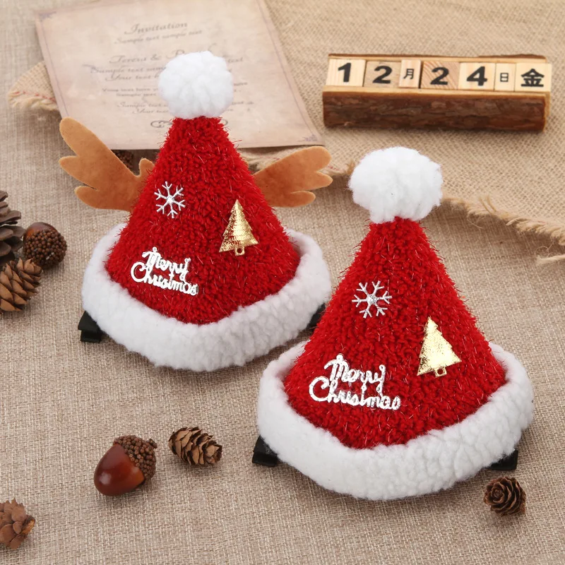 

New Christmas hat hairpin cute plush hat duck beak crystal party dress hairpin headdress Dropshipping