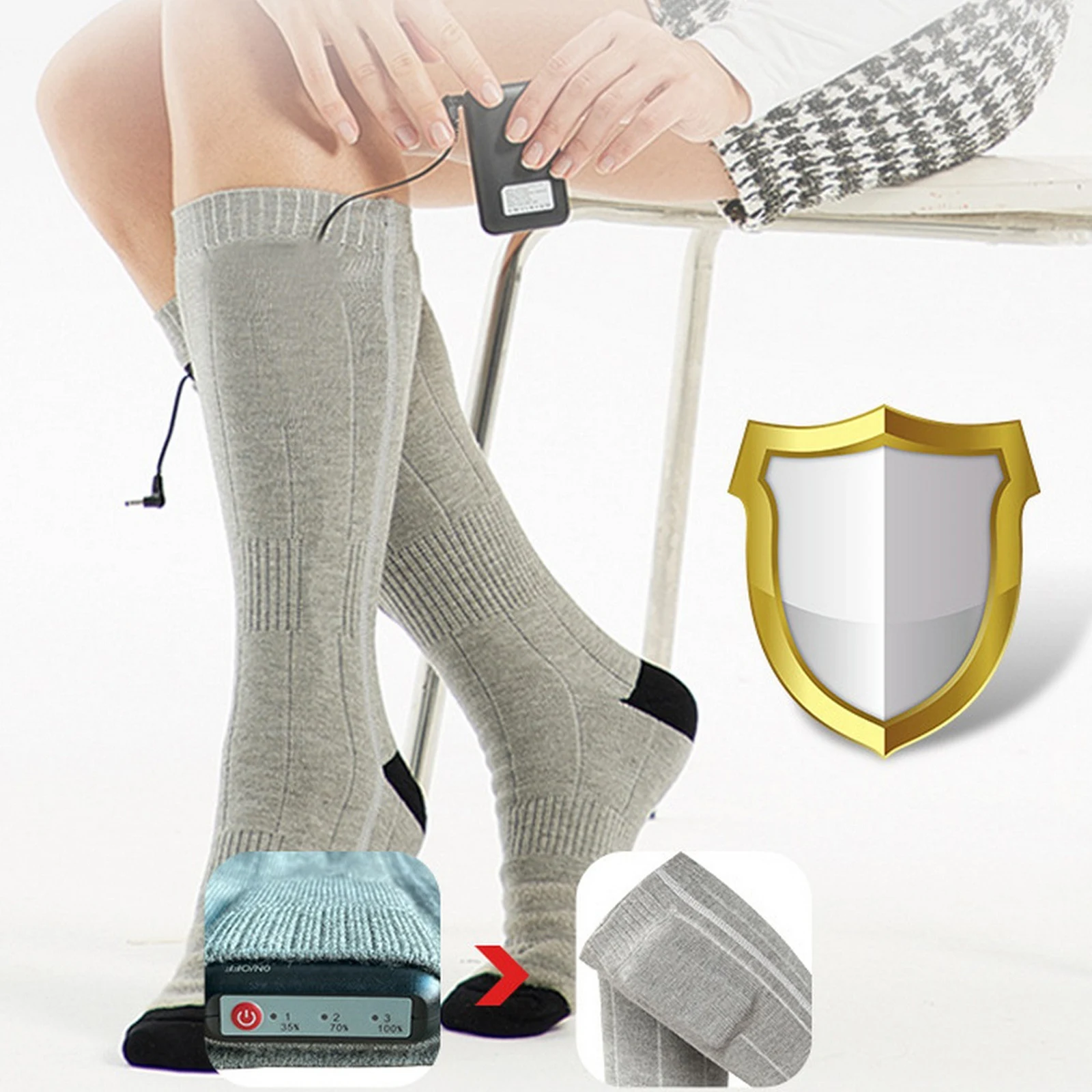 Winter Warm Outdoor Socks Thermal Socks Heating Sock Three Modes Elastic Comfortable Water Resistant Electric Warm Sock Set