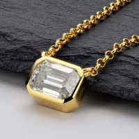 trendy 1 carat d color emerald cut moissanite necklace women fine jewelry 925 sterling silver gra vvs1 moissanite necklace gift
