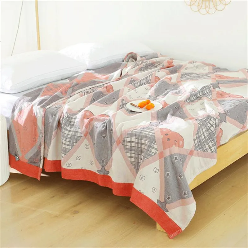 للبيع 100% القطن الشاش الشاش منشفة من القطن الثقيل لينة رمي بطانية منقوشة على أريكة تتحول لسرير الطائرة السفر المفرش الصيف بطانية المنسوجات المنزلي...