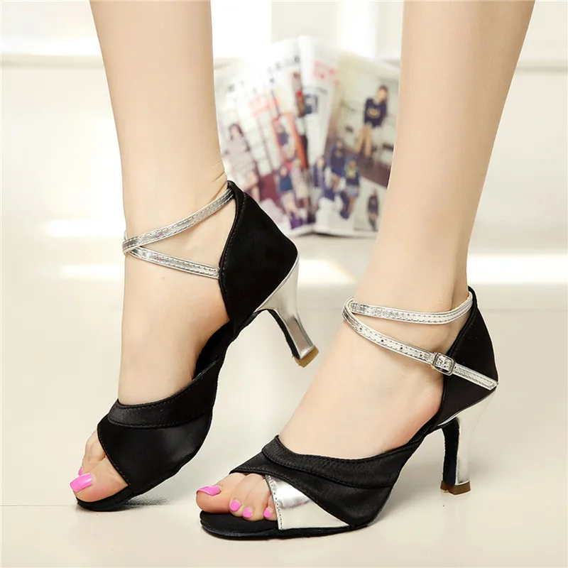 SUN LISA Women's Latin Dance Shoes for Ladies Girls Salsa Tango Ballroom Dance Shoes High Heels Dancing Shoes 5/7cm