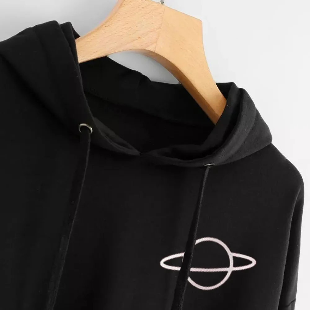 Корейский топ с надписью и принтом укороченный длинным рукавом толстовка