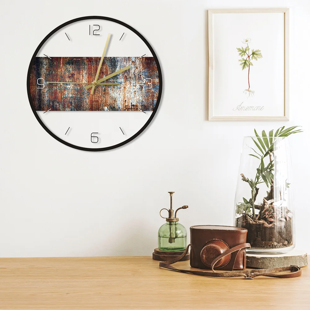 Настенные часы Rusty Metal Texture с принтом железная искусственная патина покрытая