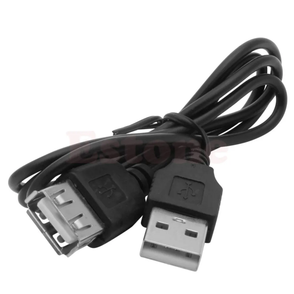 Черный USB 2,0 мужчин и женщин удлинитель Сетевой удлинитель