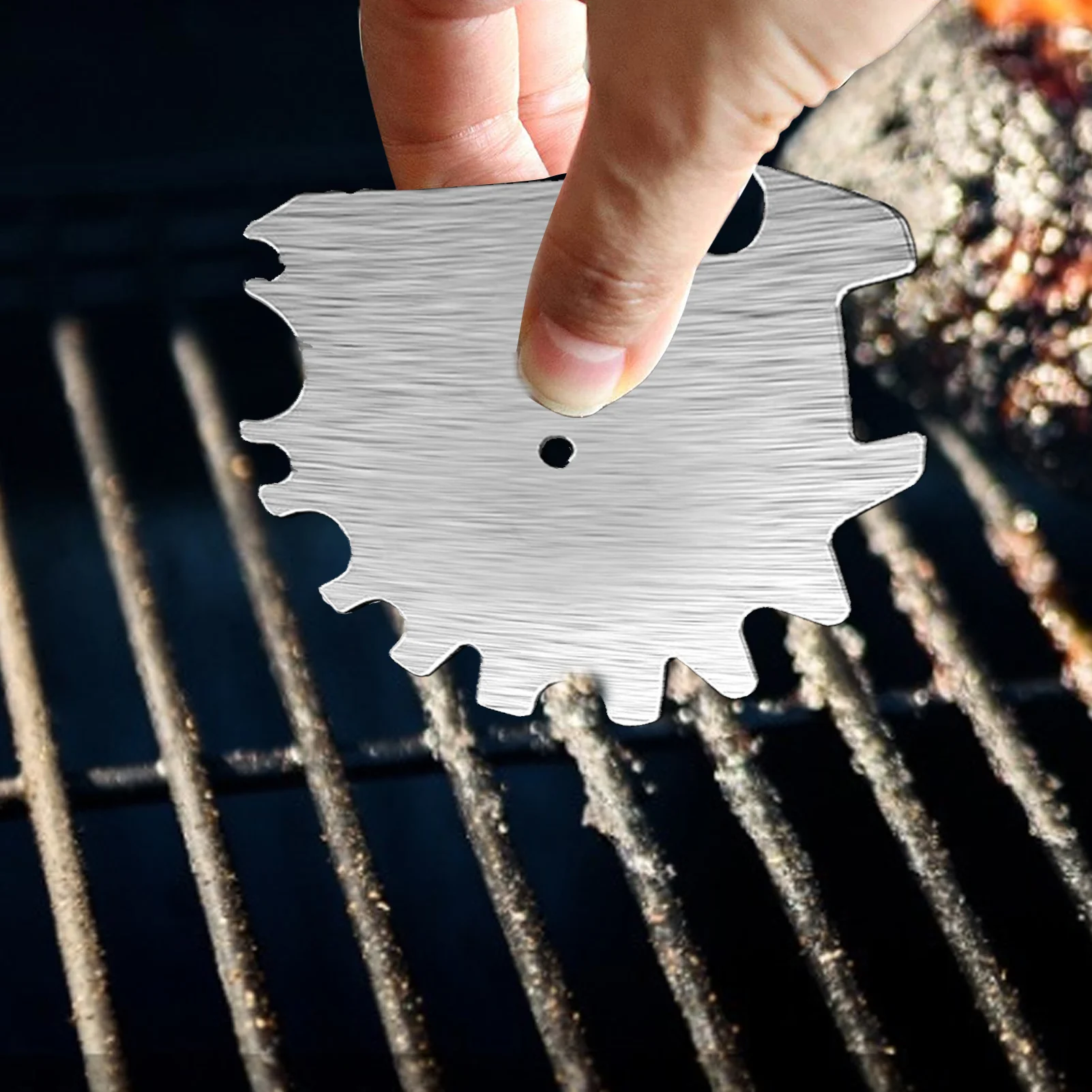 

Grill Scraper Tool Stainless Steel BBQ Grill Brush Bristle Free Cleaner Bottle Opener Accessories Gifts For Men Dad Husband