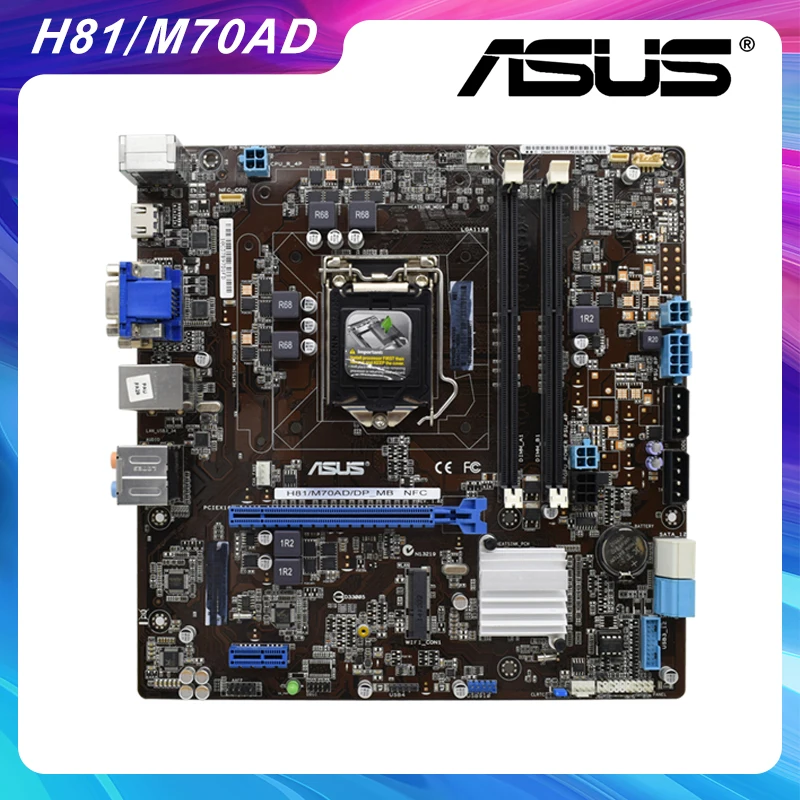 

For ASUS H81/M70AD/DP_MB H81 LGA1150 M70AD Desktop Used Motherboards DDR3 HDMI DVI pc motherboard