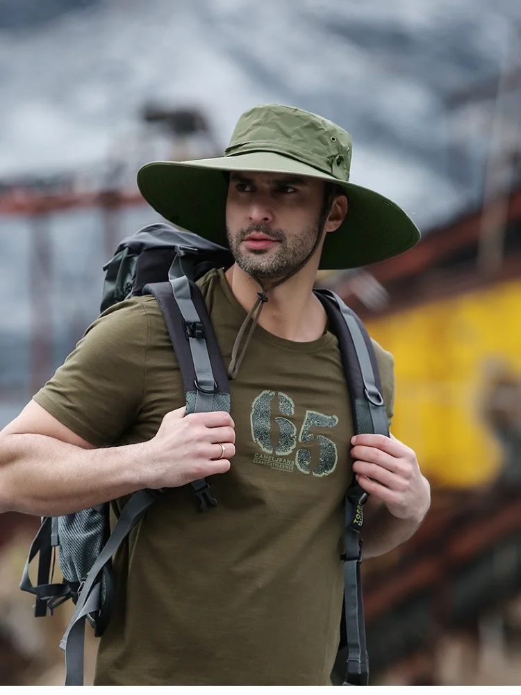 

Multifunction Climbing Fishing Tourism Large Brim Fisherman Hat Summer Men Bucket Hats Outdoor Sun Protection Camping Cap