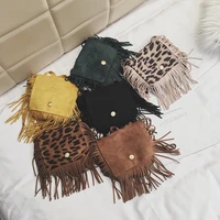 lovely children tassel shoulder bags vintage leopard girls small coin purse cute baby accessories crossbody bags for kids gifts