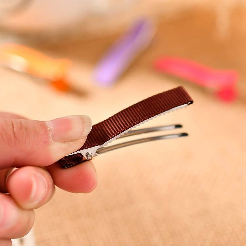 

10Pcs Ribbed band Hairclip Hairbows Chic Hair Accessories Fashion Hair Barrette Hair snap clip DIY Pink Duckbill Clip Headwear