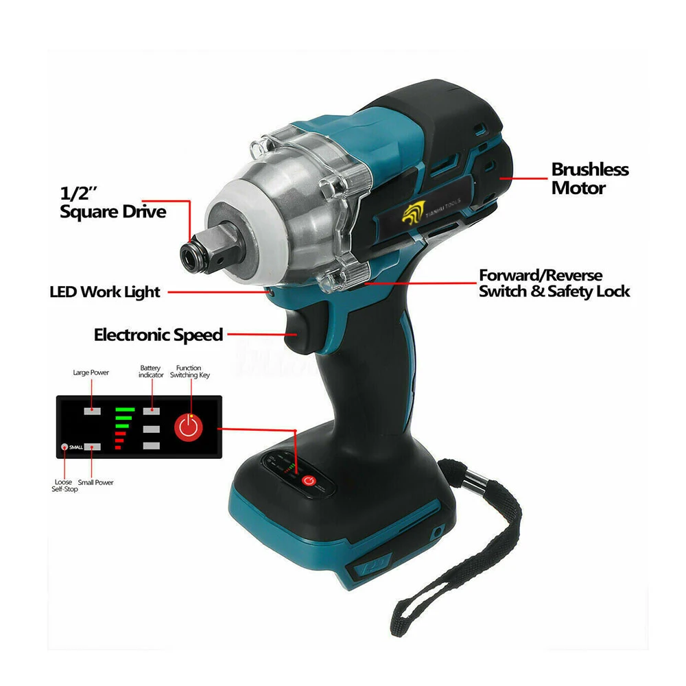 Электрический Аккумуляторный бесщеточный ударный гайковерт подходит для