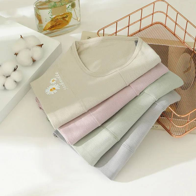 

4 Pcs/Set Women Underwears Pure Cotton Soft Elastic Mid-Rise Japanese Style With Cute Daisy Print For Girls M-2XL Top Quality