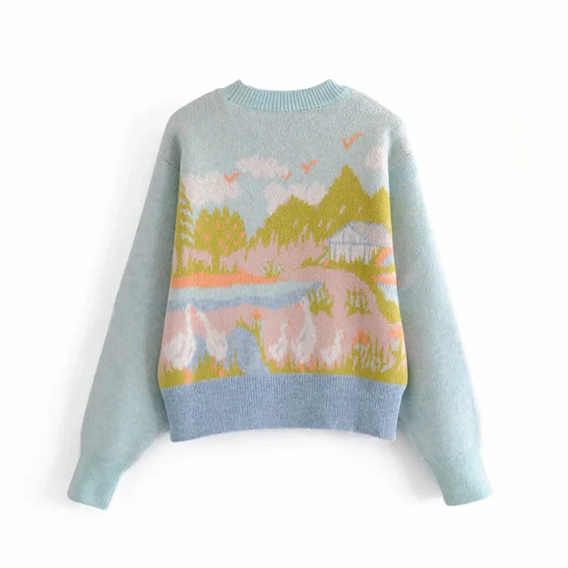 

Women's Sweaters Pullover Knitwears Mujer Jumpers Vintage Long Sleeves Female O neck Sweaters Casual Chic Knit Tops New Design