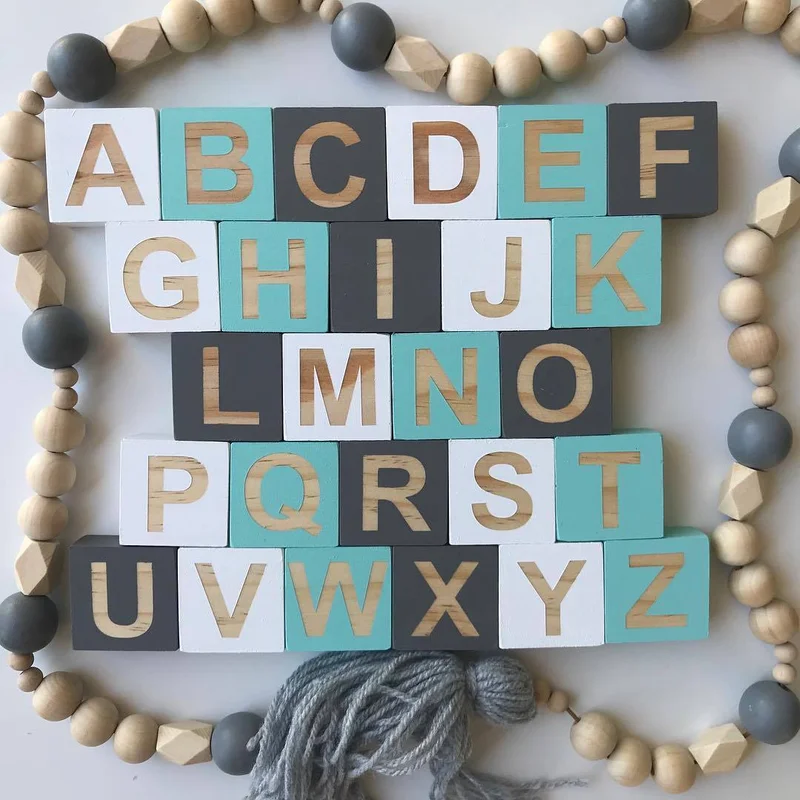 26 алфавит квадраты украшения деревянные блоки Игрушки для раннего обучения в