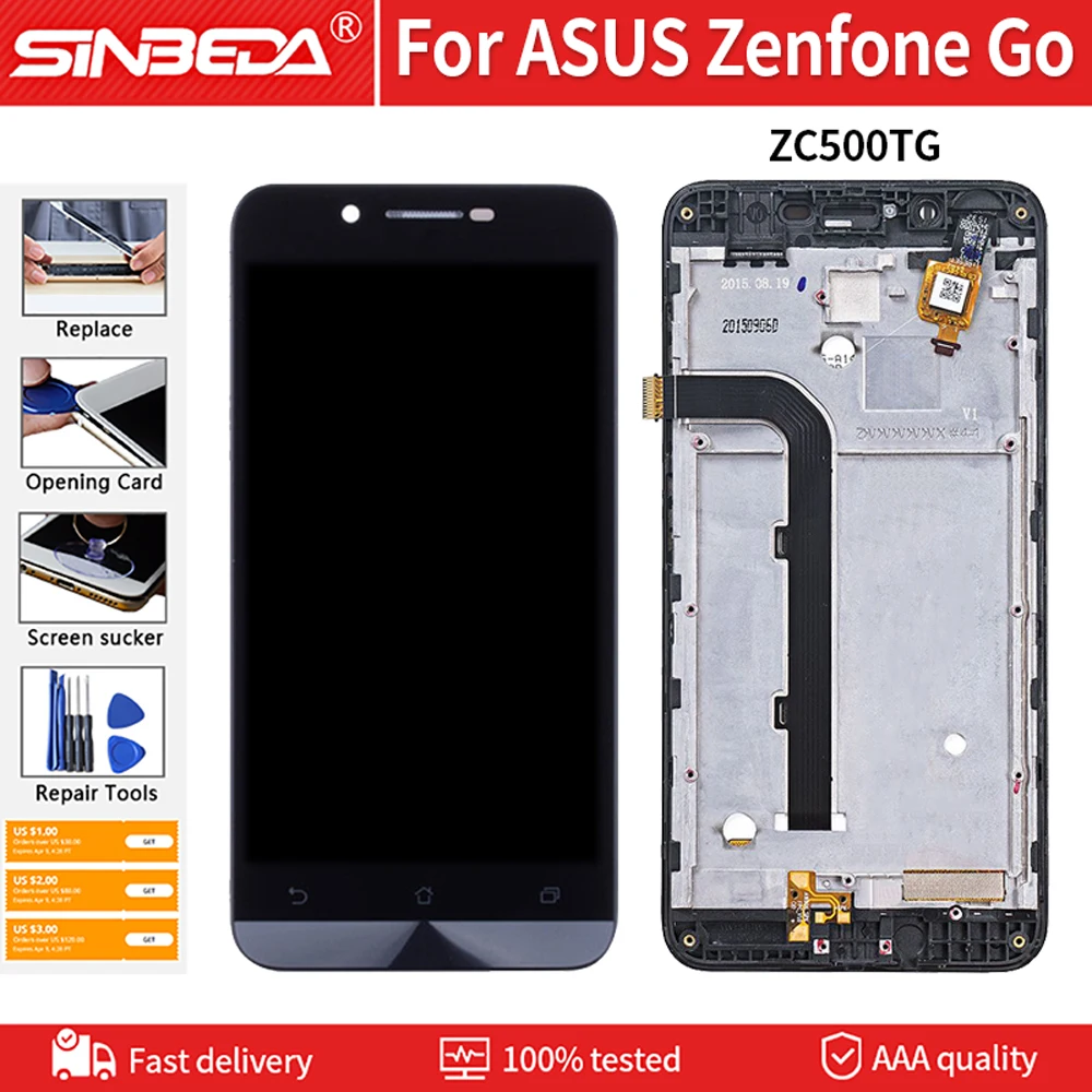 Оригинальный дисплей 5 0 дюйма для ASUS Zenfone Go ZC500TG сенсорный ЖК с рамкой go z00vd