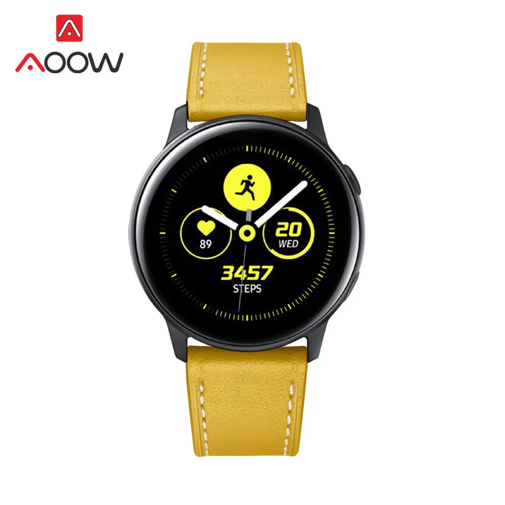 20 мм ремешок из натуральной кожи для samsung Galaxy Watch Active 42 мм gear S2 huawei Garmin vivoactive Amazfit BIP Молодежный браслет